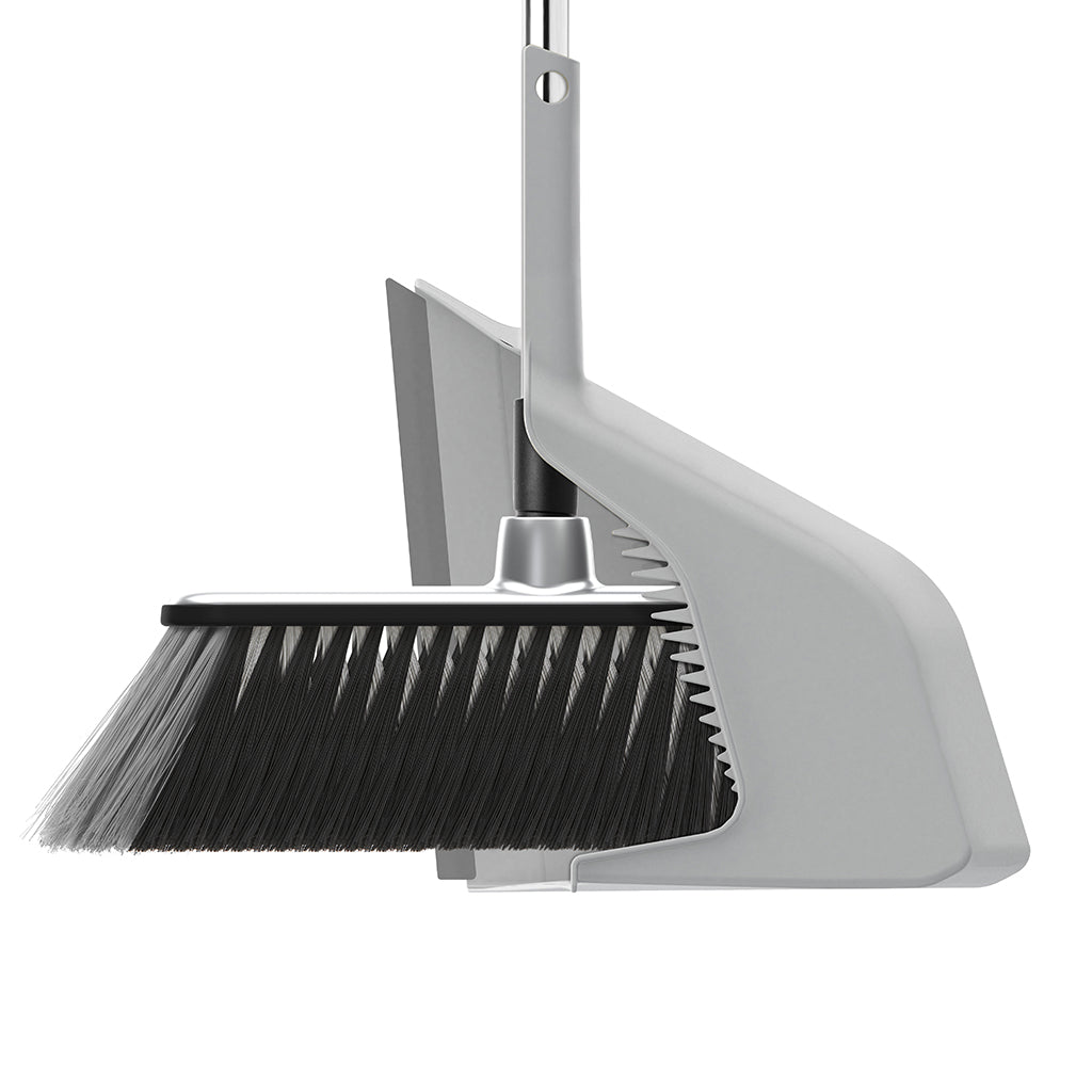 CROSS BRISTLES RUBBERIZED BROOM WITH "BROOMHOLDER" DUSTPAN AND TELESCOPIC HANDLE