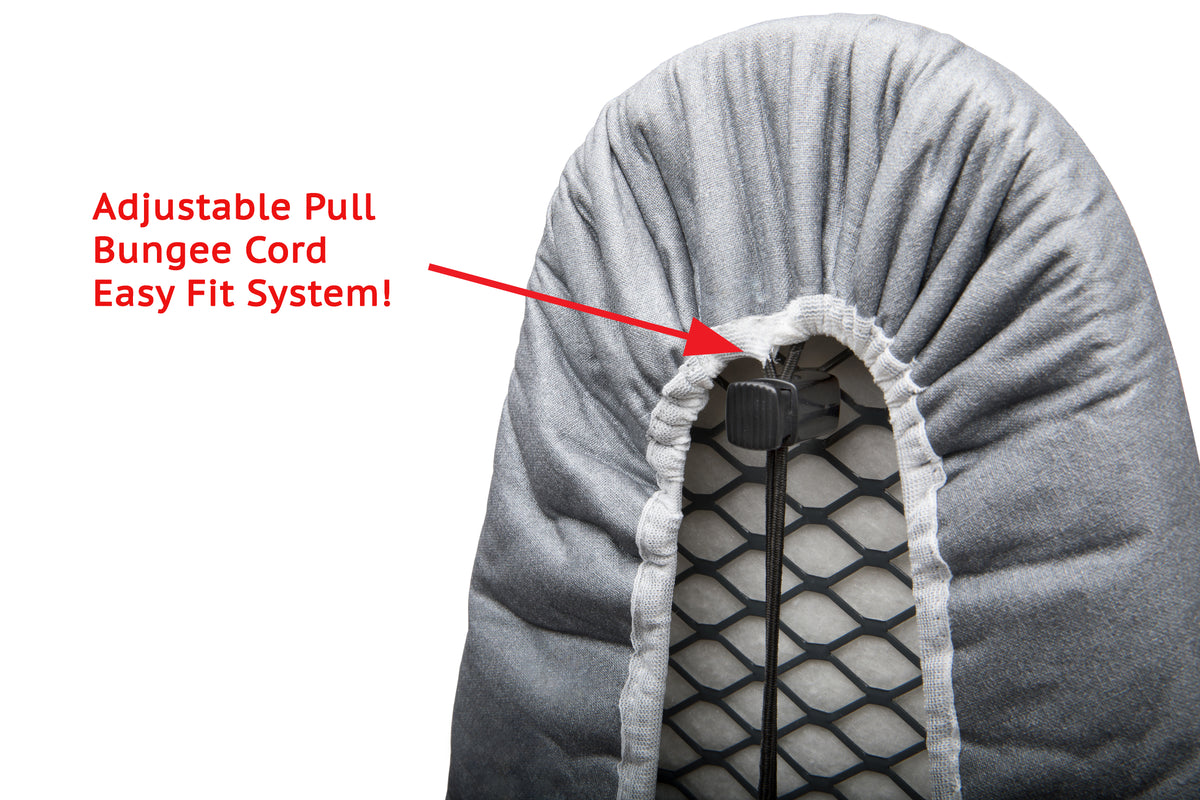 TIVIT Ironing Board Cover 15 x 54 Pro Grip Pad Covers w/3 Fastener Straps & Pull Bungee Cord - Durable Scorch & Stain Resistant Padded Layers, Heat Reflective AlumiTek PRO Top Coat - Made in Italy